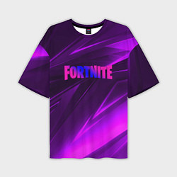 Мужская футболка оверсайз Fortnite neon stripes angles logo