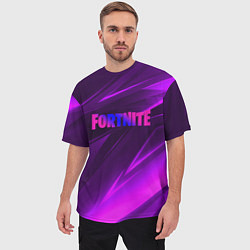 Футболка оверсайз мужская Fortnite neon stripes angles logo, цвет: 3D-принт — фото 2