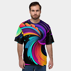 Футболка оверсайз мужская Яркая красочная абстракция - нейроарт, цвет: 3D-принт — фото 2