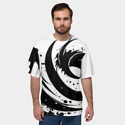Футболка оверсайз мужская Ai art black and white abstraction, цвет: 3D-принт — фото 2