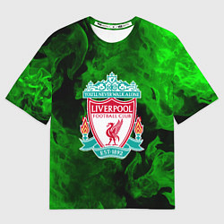 Футболка оверсайз мужская Liverpool green fire, цвет: 3D-принт