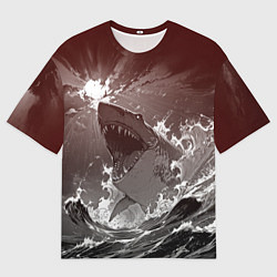 Футболка оверсайз мужская Клыкастая акула, цвет: 3D-принт