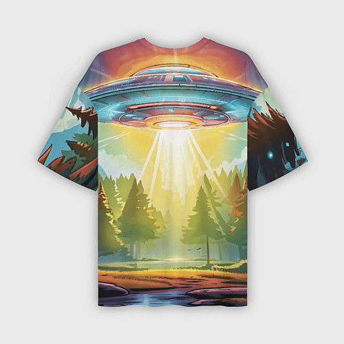 Мужская футболка оверсайз UFO In The Forest / 3D-принт – фото 2