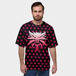 Футболка оверсайз мужская Ведьмак звёзды паттерн, цвет: 3D-принт — фото 2