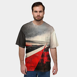 Футболка оверсайз мужская Футуристичный пейзаж в ретро стиле, цвет: 3D-принт — фото 2