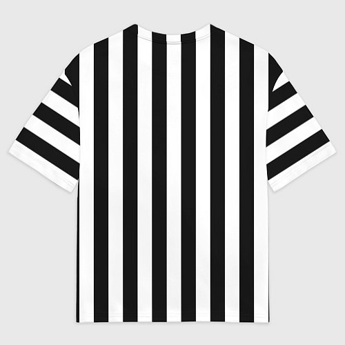 Мужская футболка оверсайз Вертикальные черно белые полосы / 3D-принт – фото 2