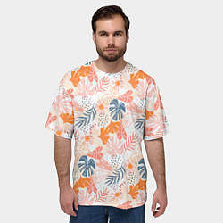 Футболка оверсайз мужская Паттерн узор листьев, цвет: 3D-принт — фото 2