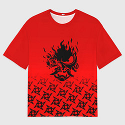 Мужская футболка оверсайз Cyberpunk steel samurai