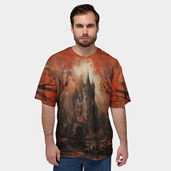 Футболка оверсайз мужская Замок в осеннем лесу, цвет: 3D-принт — фото 2