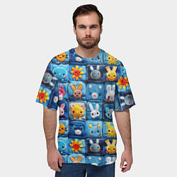 Футболка оверсайз мужская Пэчворк с кроликами, цвет: 3D-принт — фото 2