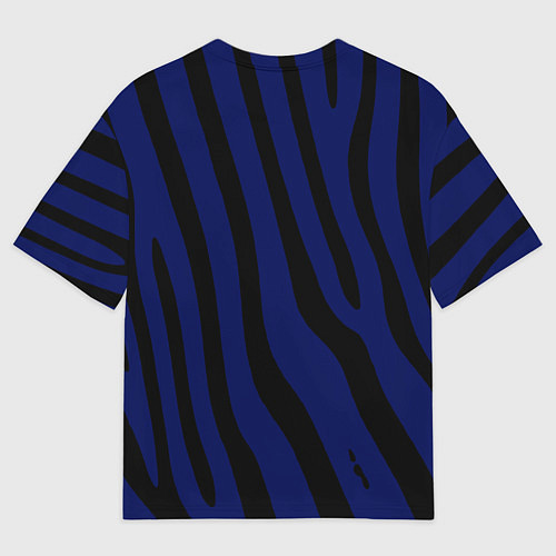 Мужская футболка оверсайз Тёмный чёрно-синий с полосами / 3D-принт – фото 2