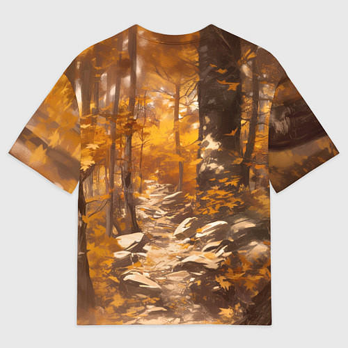 Мужская футболка оверсайз Рыцарь в осеннем лесу / 3D-принт – фото 2