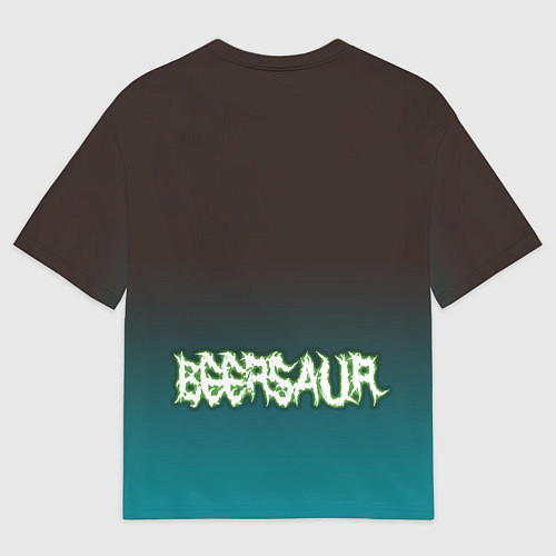 Мужская футболка оверсайз Чувак пивозавр - киберпанк фантазия / 3D-принт – фото 2