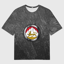 Мужская футболка оверсайз Герб Осетии на камне