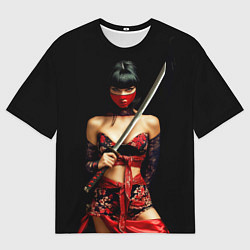 Мужская футболка оверсайз Восточная девушка - самурай