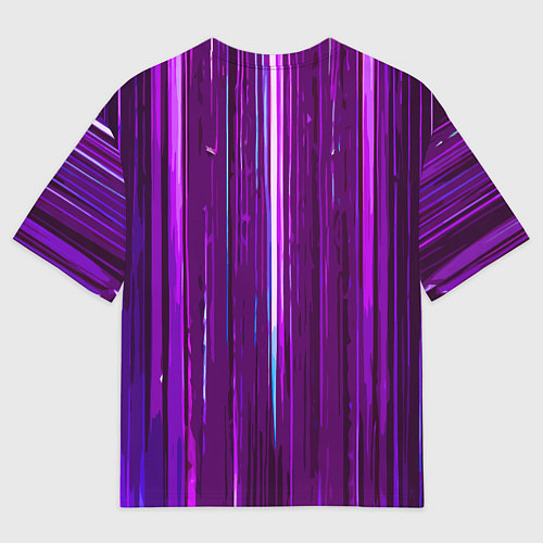 Мужская футболка оверсайз Вертикальные фиолетовые линии на чёрном фоне / 3D-принт – фото 2