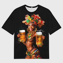 Футболка оверсайз мужская Пиво африканское - подача топлес, цвет: 3D-принт