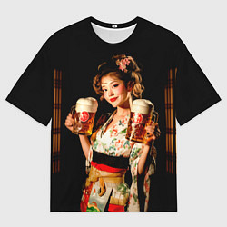 Футболка оверсайз мужская Японское пиво, цвет: 3D-принт