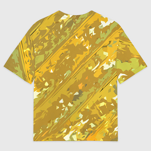 Мужская футболка оверсайз Белые фрагменты на жёлтом фоне / 3D-принт – фото 2