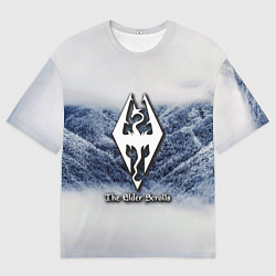 Мужская футболка оверсайз Cкайрим зима