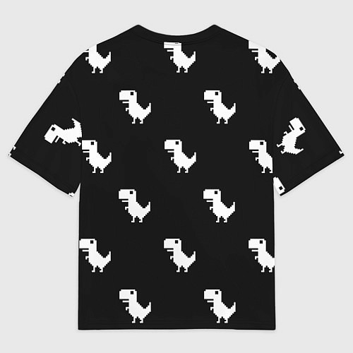 Мужская футболка оверсайз С пиксельными силуэтами 8 бит динозавриков / 3D-принт – фото 2