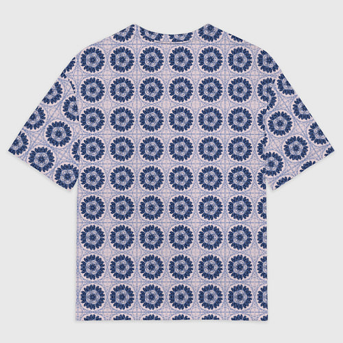 Мужская футболка оверсайз Узор синяя плитка / 3D-принт – фото 2