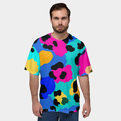 Футболка оверсайз мужская Радужный неоновый леопард, цвет: 3D-принт — фото 2
