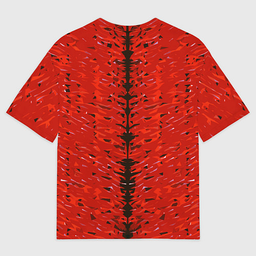 Мужская футболка оверсайз Чёрная вертикальная полоса на красном фоне / 3D-принт – фото 2