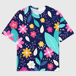 Мужская футболка оверсайз Абстракция цветочный фон