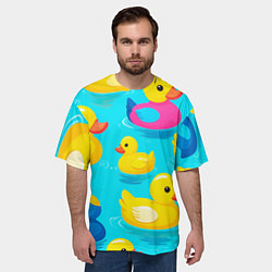 Футболка оверсайз мужская Плавающие уточки, цвет: 3D-принт — фото 2