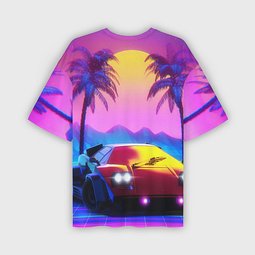 Мужская футболка оверсайз Vice city retro wave Lambo / 3D-принт – фото 2