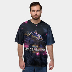 Футболка оверсайз мужская Темный ультрамарин Warhammer 40000 space marine 2, цвет: 3D-принт — фото 2