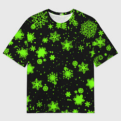 Футболка оверсайз мужская Кислотные снежинки текстура, цвет: 3D-принт