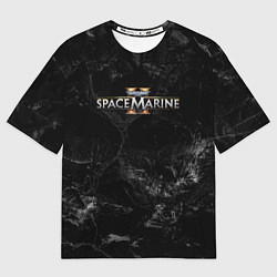 Футболка оверсайз мужская Warhammer 40000 space marine 2 black logo, цвет: 3D-принт