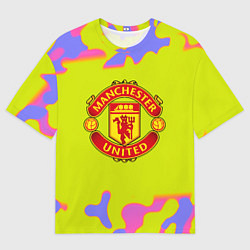 Футболка оверсайз мужская Манчестер Юнайтед камуфляж, цвет: 3D-принт