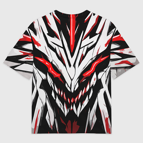 Мужская футболка оверсайз Красное абстрактное лицо монстра / 3D-принт – фото 2