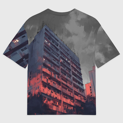 Мужская футболка оверсайз Сумрачный спальный район / 3D-принт – фото 2