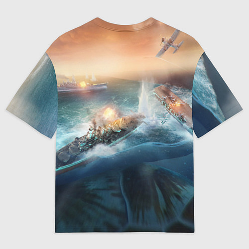 Мужская футболка оверсайз Warthunder морская битва / 3D-принт – фото 2
