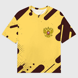 Футболка оверсайз мужская Герб РФ текстура ретро, цвет: 3D-принт