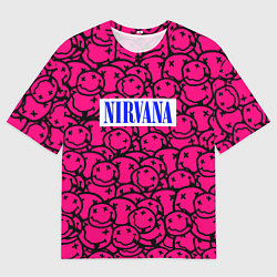 Мужская футболка оверсайз Nirvana pink logo