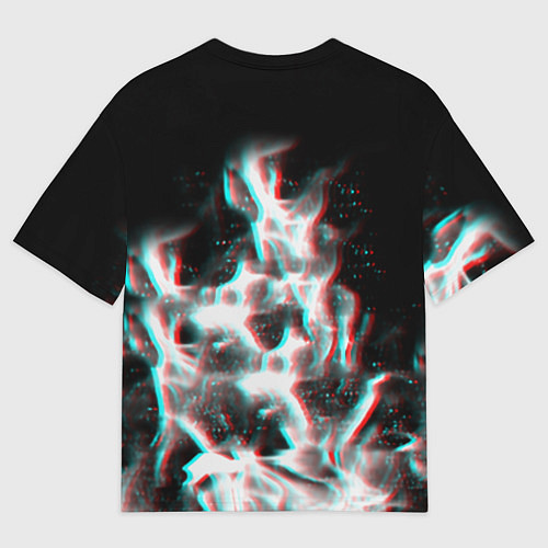 Мужская футболка оверсайз Огонь глитч текстура / 3D-принт – фото 2