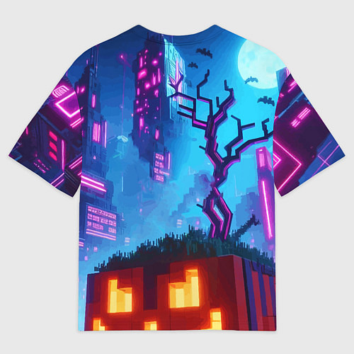 Мужская футболка оверсайз Minecraft and halloween - neon glow / 3D-принт – фото 2