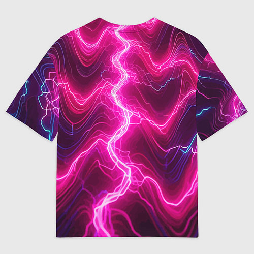 Мужская футболка оверсайз Pink lightnings - ai art fantasy / 3D-принт – фото 2