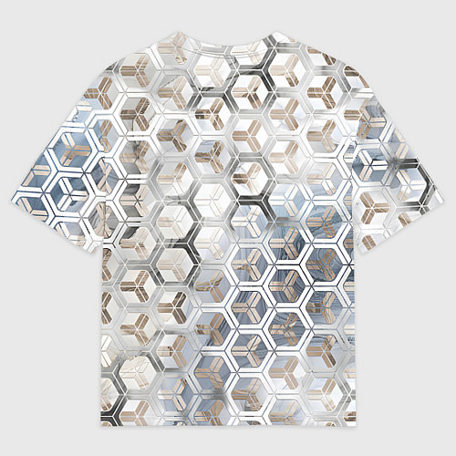 Мужская футболка оверсайз Зеркальные соты с переливами света / 3D-принт – фото 2