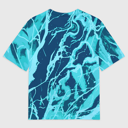 Мужская футболка оверсайз Морской сине-голубой абстракция / 3D-принт – фото 2