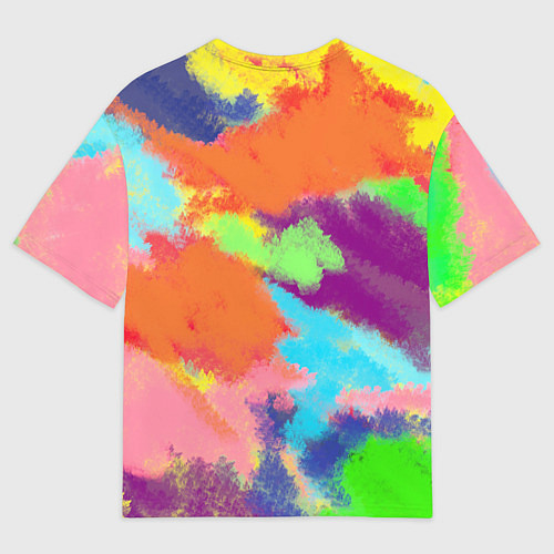 Мужская футболка оверсайз Яркие пятна мелками - текстура / 3D-принт – фото 2