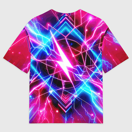 Мужская футболка оверсайз Lightning - neon fantasy / 3D-принт – фото 2