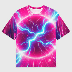 Футболка оверсайз мужская Неоновая абстракция - нейроарт, цвет: 3D-принт
