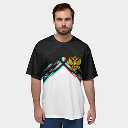 Футболка оверсайз мужская Краски глитч герб РФ, цвет: 3D-принт — фото 2
