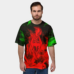 Футболка оверсайз мужская Skyrim fire steel, цвет: 3D-принт — фото 2
